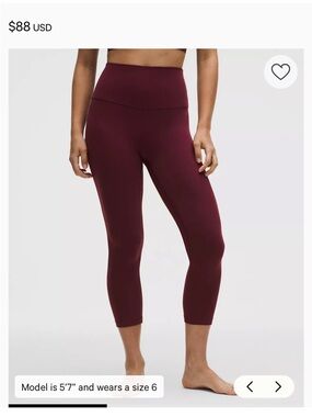 Lululemon Women's Athletic Leggings - Deep Burgundy size 4